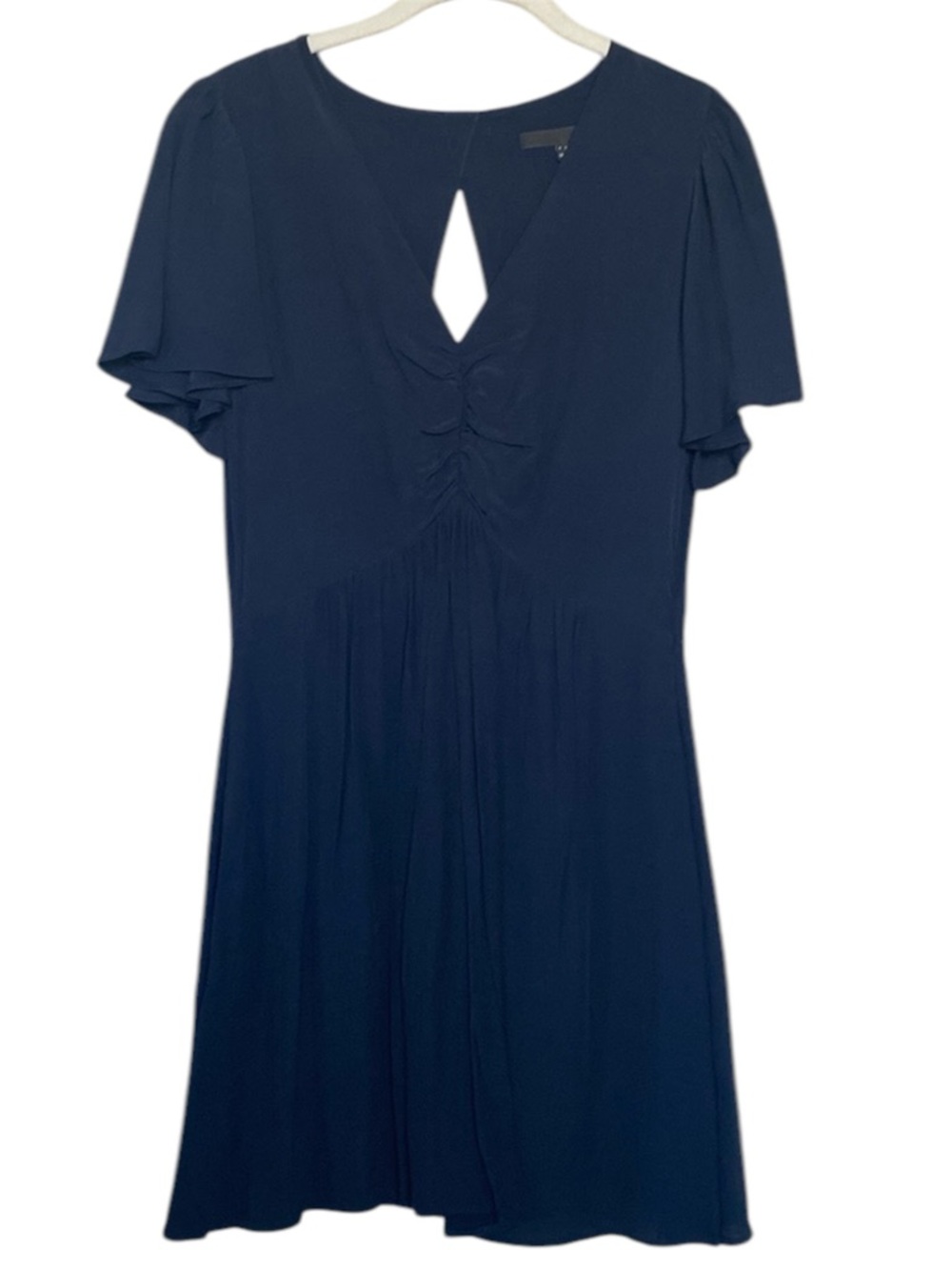 Navy Flutter Sleeve Dress with Back Cutout size 8